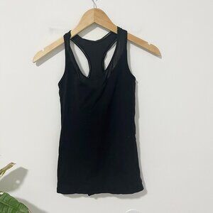 Lululemon Black Lace Mesh Racerback Workout Tank Size 2